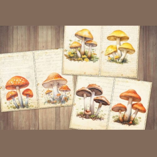 Papel Digital Vintage 29 - Cogumelos