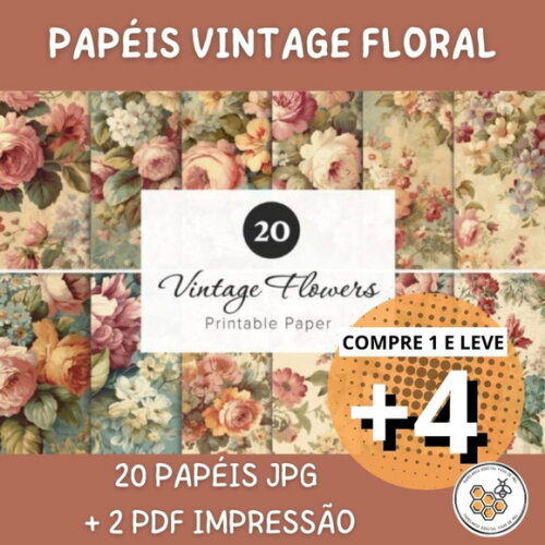 Papel Digital Vintage 36 - Floral Vintage Flowers