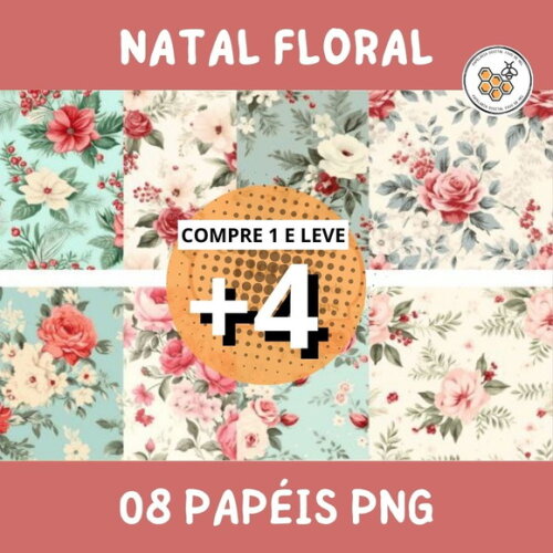 Papel Digital Vintage 35 - Natal Cottagecore Floral