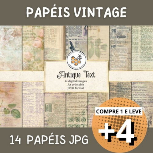 Papel Digital Vintage 40 - Antique Text