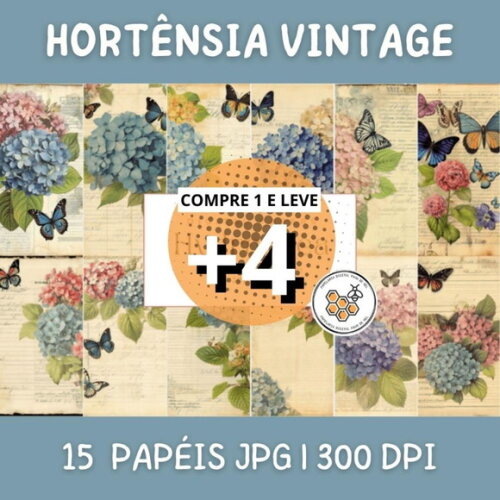 Papel Digital Vintage 41 - Hortênsia - Hydrangea