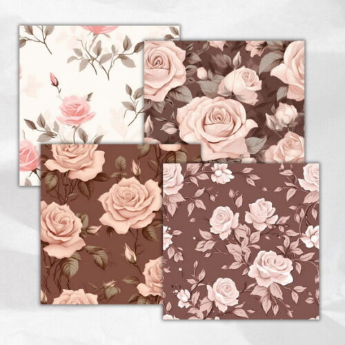 Papel Digital Vintage 45 Rosas Vintage Aquarela
