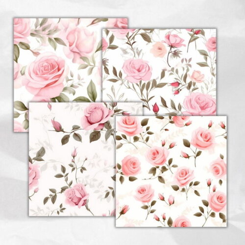 Papel Digital Vintage 45 Rosas Vintage Aquarela