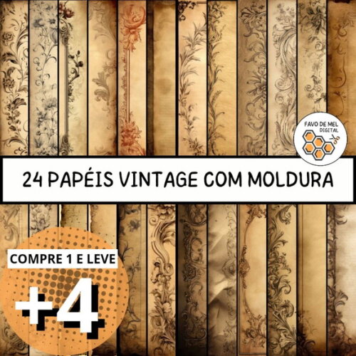 Papel Digital Vintage 47 - com Molduras - Paper Texture