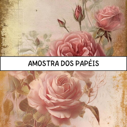 Papel Digital Vintage 48 - Rosas - Faded Pink Roses