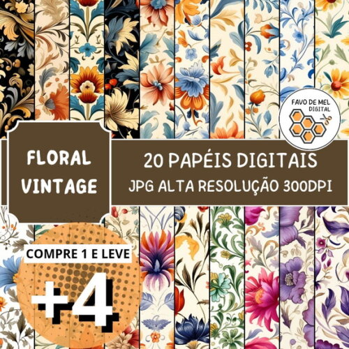 Papel Digital Vintage 49 - Floral - Florentine Papers