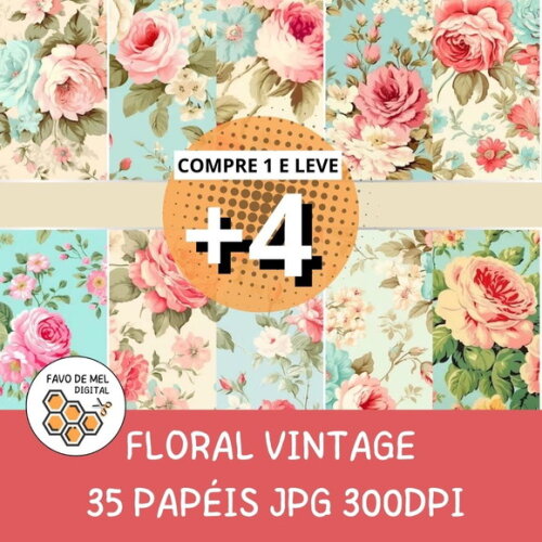 Papel Digital Vintage 52 - Floral
