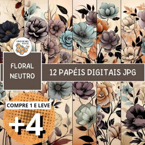 Papel Digital Vintage 54 - Floral Grace - Neutro