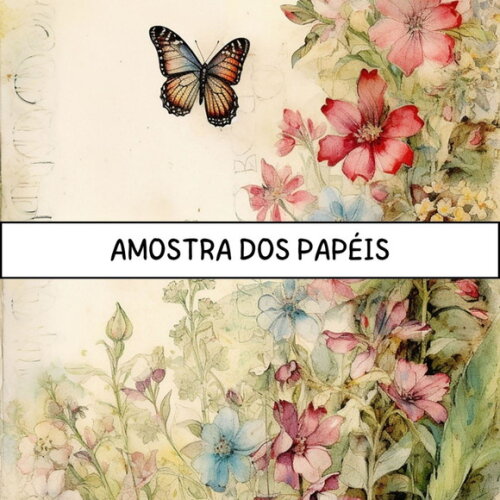 Papel Digital Vintage 53 - Jardim Wildflowers