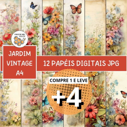Papel Digital Vintage 55 - Jardim Wildflowers