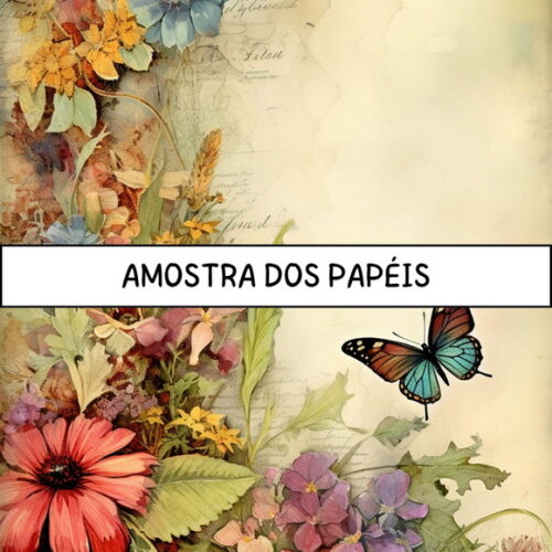 Papel Digital Vintage 55 - Jardim Wildflowers
