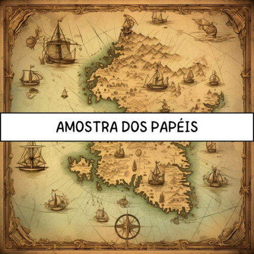 Papel Digital Vintage 59 - Mapas Vintage Aquarela