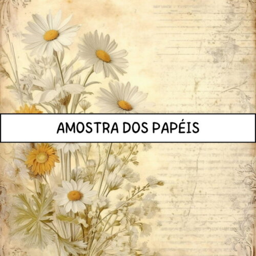 Papel Digital Vintage 58 - Floral Margaridas - Blooming