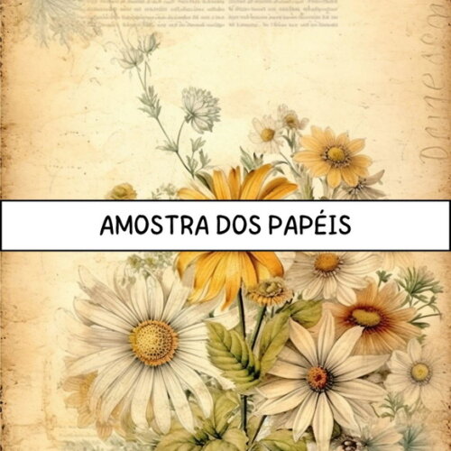 Papel Digital Vintage 58 - Floral Margaridas - Blooming