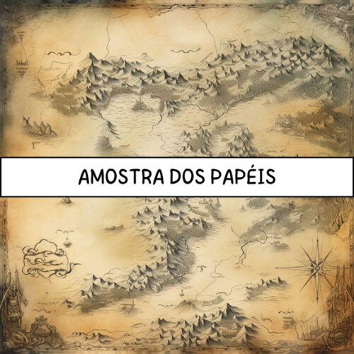 Papel Digital Vintage 59 - Mapas Vintage Aquarela