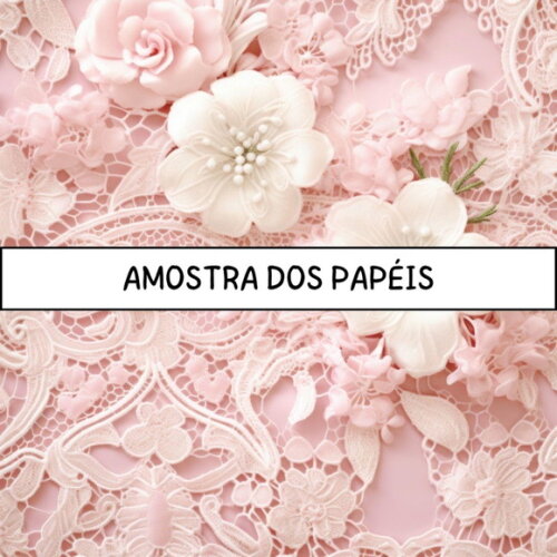 Papel Digital Vintage 62 - Rosas e Rendas - Victorian Blush