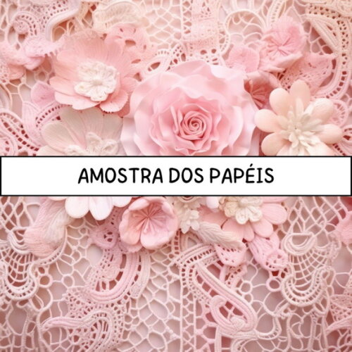 Papel Digital Vintage 62 - Rosas e Rendas - Victorian Blush