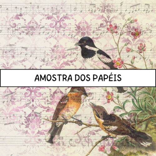 Papel Digital Vintage 61 - Pássaros - Bird Ephemera Dc