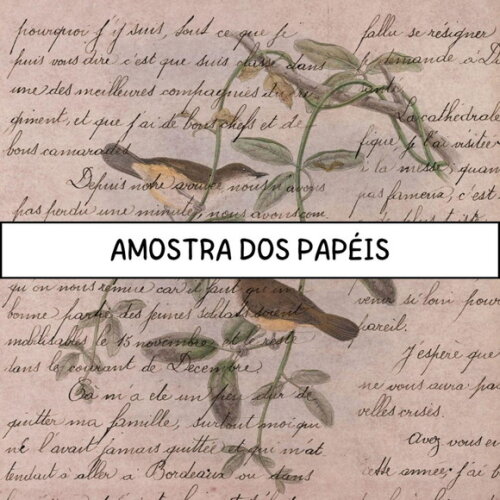 Papel Digital Vintage 61 - Pássaros - Bird Ephemera Dc