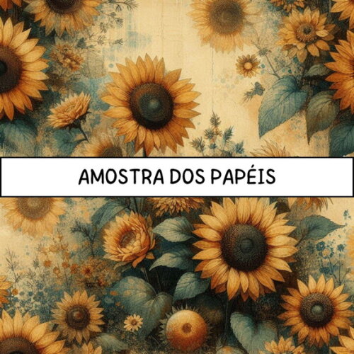 Papel Digital Vintage 71 - Flores do Campo Lavanda Girassol