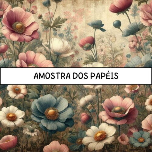 Papel Digital Vintage 71 - Flores do Campo Lavanda Girassol