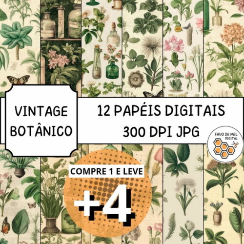 Papel Digital Vintage 73 Botânico - Victorian Botanical