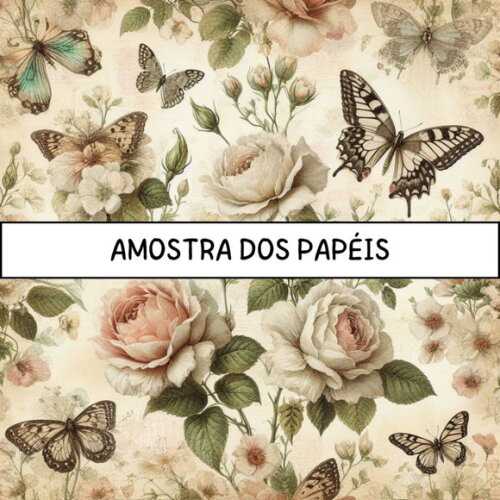 Papel Digital Vintage 75 - Floral Fino Vintage