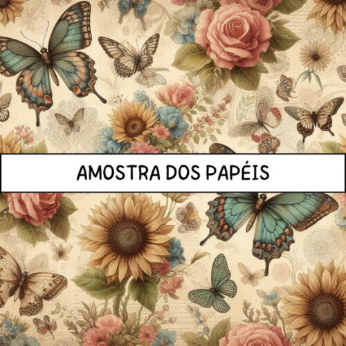 Papel Digital Vintage 75 - Floral Fino Vintage