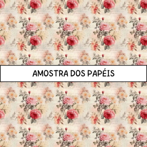 Papel Digital Vintage 76 Rosas Vermelhas - Vintage Red Roses
