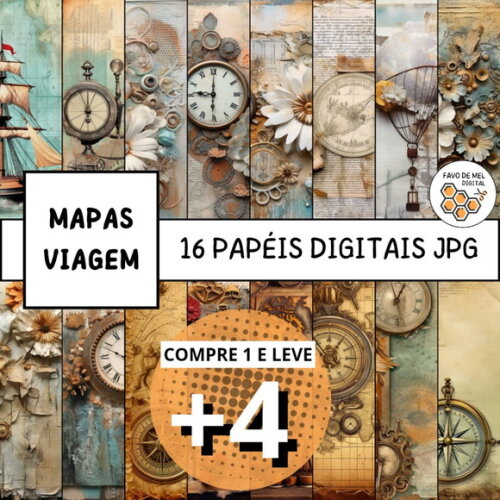 Papel Digital Vintage 78 - Mapas e Viagem