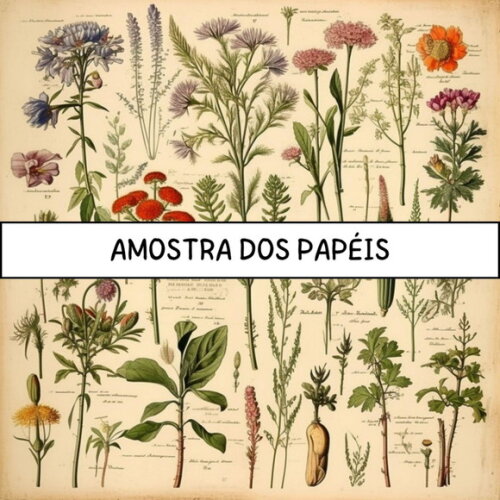 Papel Digital Vintage 80 - Floral Botânico