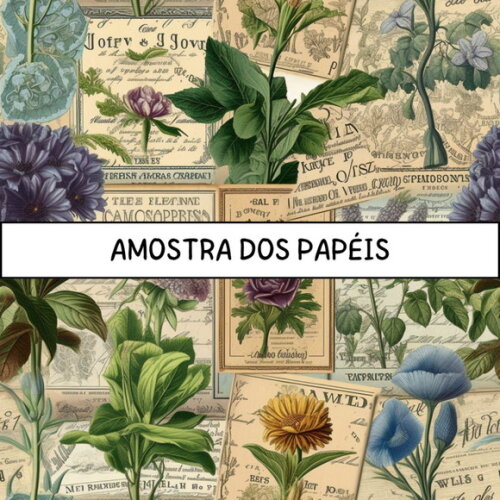 Papel Digital Vintage 79 - Botânico - Vintage Botanicals