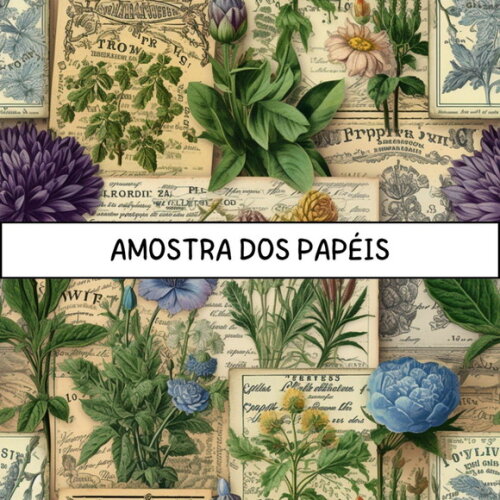 Papel Digital Vintage 79 - Botânico - Vintage Botanicals
