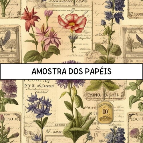 Papel Digital Vintage 80 - Floral Botânico