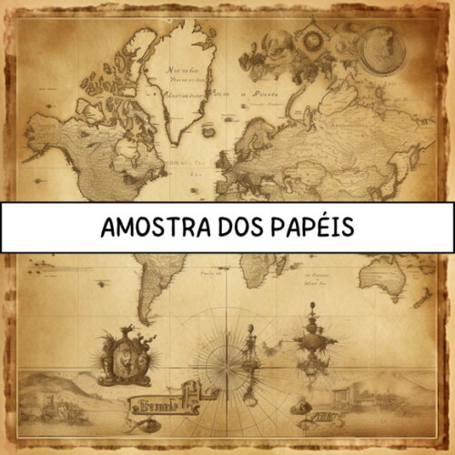 Papel Digital Vintage 84 - Mapas Vintage