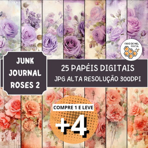 Papel Digital Vintage 86 - Roses Junk Journal 2