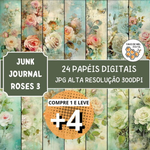 Papel Digital Vintage 87 - Roses Junk Journal 3
