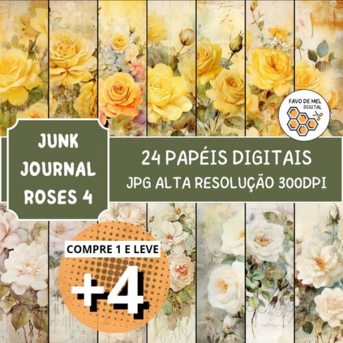 Papel Digital Vintage 88 - Roses Junk Journal 4