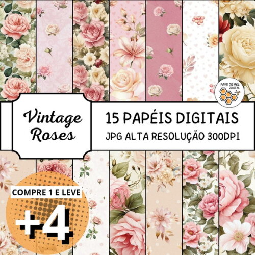 Papel Digital Vintage 90 - Vintage Roses (pag)