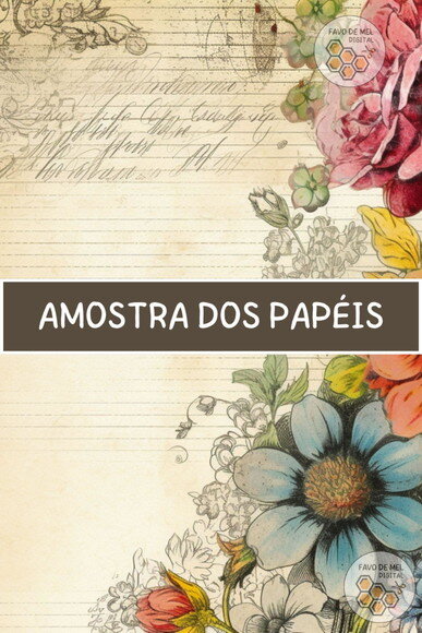 Papel Digital Vintage 92 - Papel para Junk Journal Floral