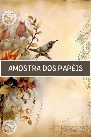 Papel Digital Vintage 92 - Papel para Junk Journal Floral