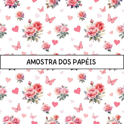 Papel Digital Vintage 95 - Vintage Love Rosas Vermelhas