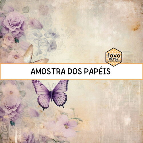 Papel Digital Vintage Borboletas 100 - Butterflies