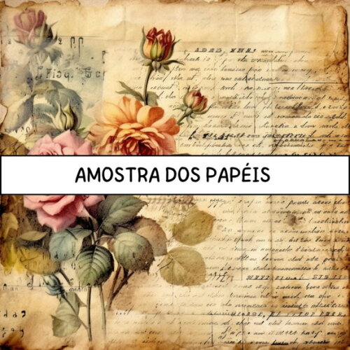 Papel Digital Vintage Floral 91 - Floral Aquarela