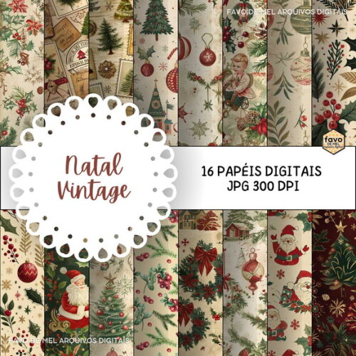 Papel Digital Vintage Natal 01 Jpg