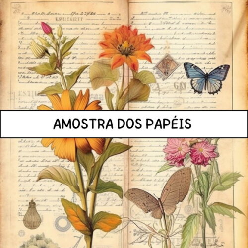 Papel Digital Vintage Floral 91 - Floral Aquarela
