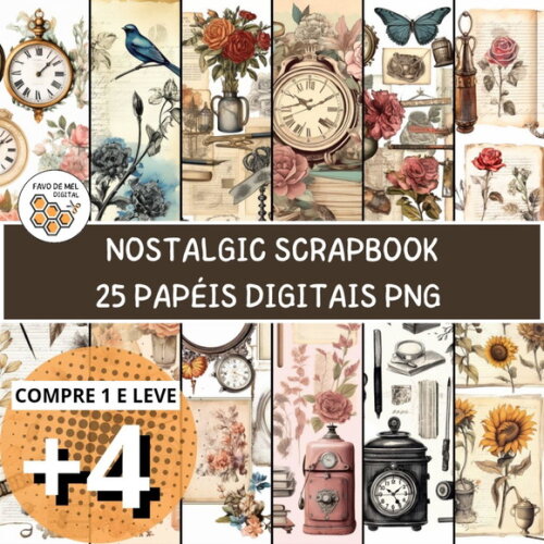 Papel Digital Vintage Scrapbook 63 - Nostalgic Ephemera