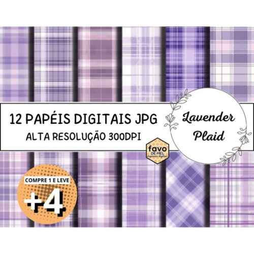 Papel Digital Xadrez Roxo Lilás Lavanda - Lavender Plaid