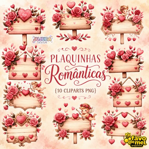 KIT DIGITAL PLAQUINHAS ROMÂNTICAS DIA DOS NAMORADOS PNG
