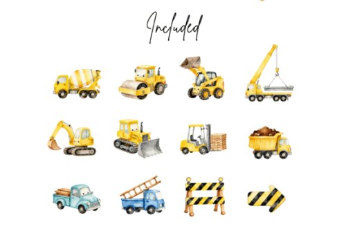 KIT DIGITAL CONSTRUÇÃO AQUARELA PNG